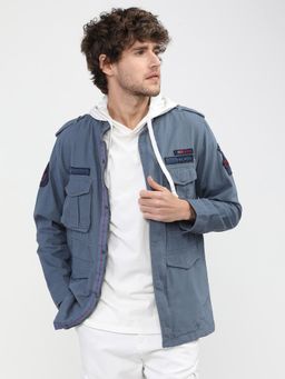 HIGHLANDER - Men Blue Solid Bomber Jacket
