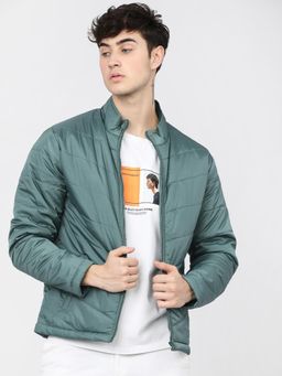 HIGHLANDER - Men Teal Typography Puffer Jacket