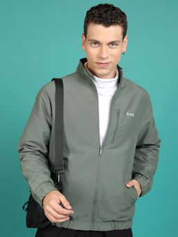 HIGHLANDER - Men Olive Solid Bomber Jacket