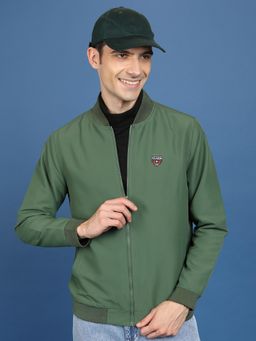 HIGHLANDER - Men Olive Solid Bomber Jacket