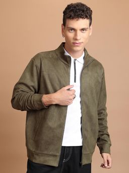 HIGHLANDER - Men Green Solid Bomber Jacket