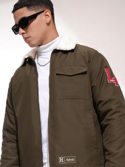 HIGHLANDER - Men Brown Solid Bomber Jacket