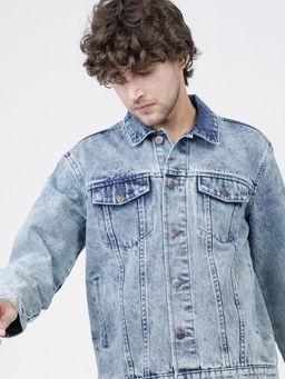 HIGHLANDER - Men Blue Solid Denim Jacket