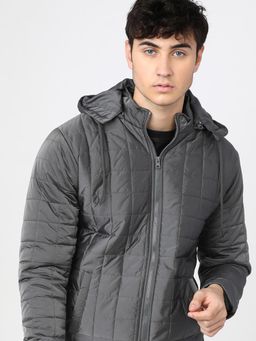 HIGHLANDER - Men Silver Solid Puffer Jacket