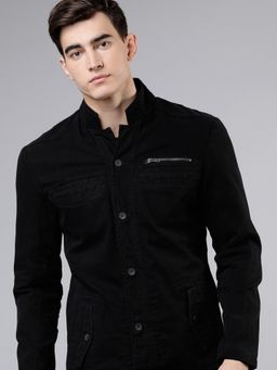 HIGHLANDER - Men Black Solid Shacket
