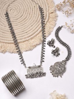 Teejh - by Joker and Witch Dipali Silver Oxidised Jewelry Gift Set
