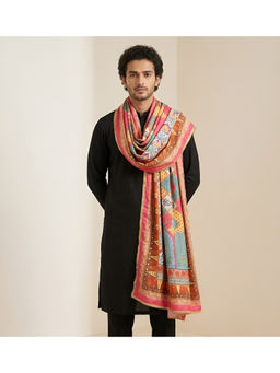 MUFFLY - Men Floral Printed Chinon Dupatta with Lace Border