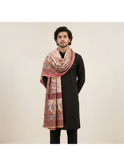 MUFFLY - Men Floral Printed Chinon Dupatta with Lace Border