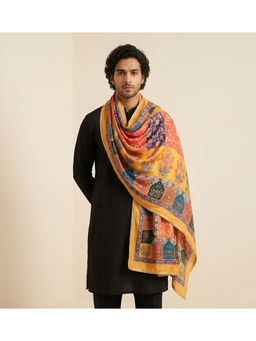 MUFFLY - Men Floral Printed Chinon Dupatta with Lace Border