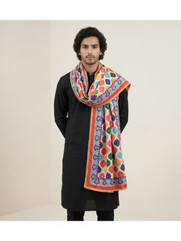 MUFFLY - Men Floral Printed Chinon Dupatta with Lace Border