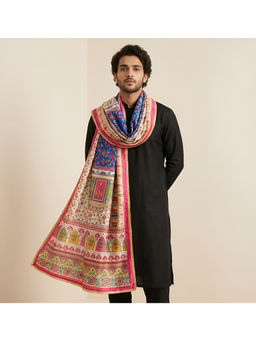 MUFFLY - Men Floral Printed Chinon Dupatta with Lace Border