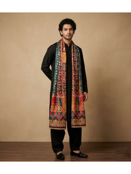 MUFFLY - Men Woven Jacquard Bamboo Silk Dupatta with Lace Border