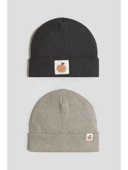 H&M - Kids Grey 2-Pack Cotton Beanies