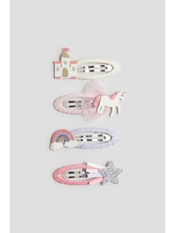 H&M - Girls Pink 4-Pack Appliqued Hair Clips