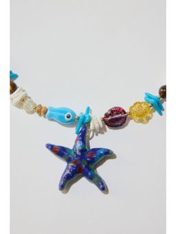 H&M - Women Blue Beaded Pendant Necklace