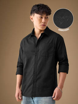 The Souled Store - Official Dc Comics Cotton Linen: Batman Logo Men Cotton Linen Shirts