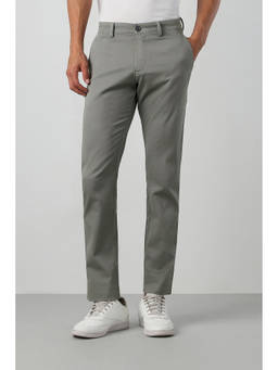 Peter England - Men's Grey Textured Slim Fit Trousers