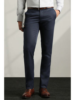 Van Heusen - Men's Navy Solid Slim Fit Trousers