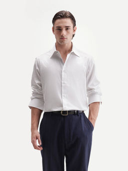 Rare Rabbit - Men'S Alder White Cotton Button Regular Fit Plain Shirt