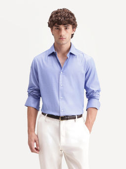 Rare Rabbit - Men'S Alvor Primary Blue Polyester Blend Plain Shirt
