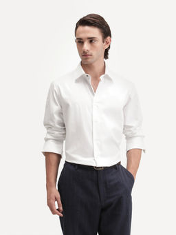 Rare Rabbit - Men'S Alvor Primary White Polyester Blend Plain Shirt