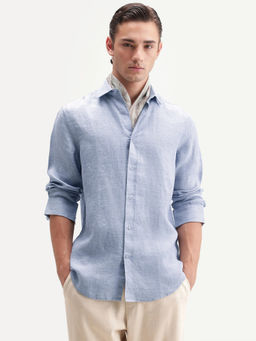 Rare Rabbit - Men'S Borium Ls-Aw26 Light Purple 100% Linen Button Regular Fit Shirt