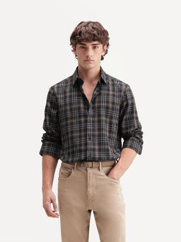 Rare Rabbit - Men'S Darob Black Cotton Blend Button Regular Fit Shirt