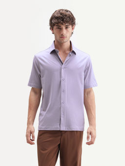 Rare Rabbit - Men'S Darvin Purple Polyester Blend Spread Collar Regular Fit Plain Shirt