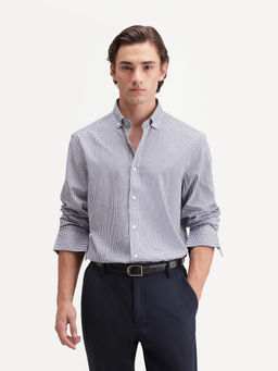 Rare Rabbit - Men'S Drv Navy Button-Down Collar Regular Checked Shirt