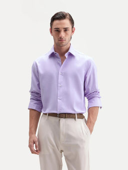 Rare Rabbit - Men'S Ervan Light Purple Polyester Blend Plain Shirt