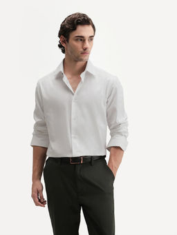 Rare Rabbit - Men'S Ervan Primary White Polyester Blend Plain Shirt