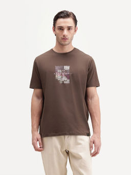 Rare Rabbit - Men'S Fore-A26 Dusky Brown Cotton Blend Graphic Print T-Shirt