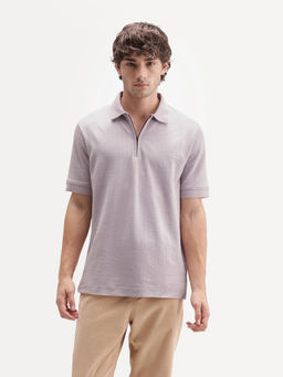 Rare Rabbit - Men'S Giov-P Light Pink Cotton Blend Jacquard Polo T-Shirt