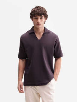 Rare Rabbit - Men'S Jawal-A26 Dusky Purple Cotton Blend Plain Polo T-Shirt