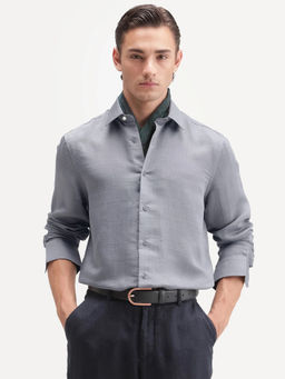 Rare Rabbit - Men's Kent R Dusky Purple Viscose Blend Plain Shirt