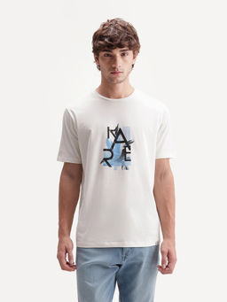 Rare Rabbit - Men's Leister White Cotton Blend Floral Graphic Print T-Shirt