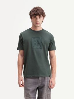 Rare Rabbit - Men's Maze Dark Green Cotton Blend Crew Neck Regular Geometric Print T-Shirt