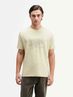 Rare Rabbit - Men's Nero Light Green Cotton Blend Crew Neck Regular Graphic Print T-Shirt
