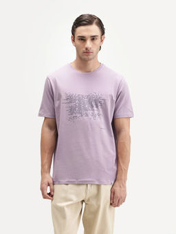 Rare Rabbit - Men's Nero Light Purple Cotton Blend Crew Neck Regular Graphic Print T-Shirt