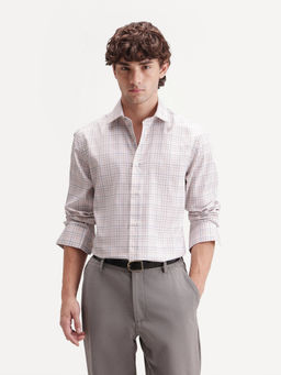 Rare Rabbit - Men's Orexa White Polyester Blend Button Regular Fit Checked Shirt