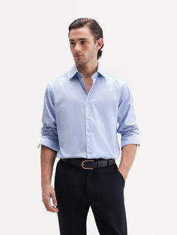 Rare Rabbit - Men's Ovaro Primary Blue Polyester Blend Checked Shirt