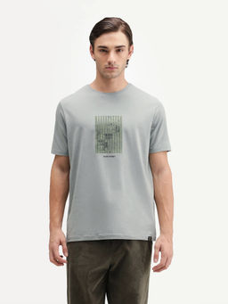 Rare Rabbit - Men's Plod Dusky Green Cotton Blend Crew Neck Regular Graphic Print T-Shirt