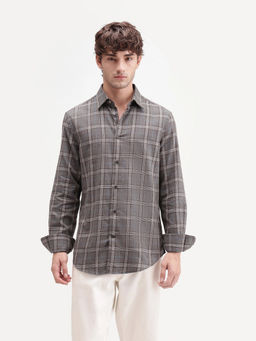 Rare Rabbit - Men's Sect Brown Cotton Button Regular Fit Check Shirt
