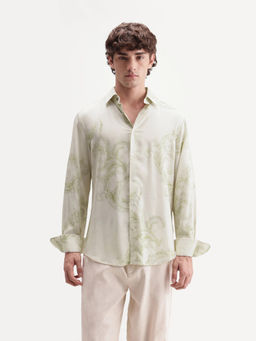 Rare Rabbit - Men's Swirl Primary White Viscose Paisley Print Shirt