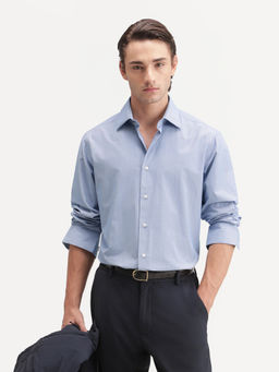 Rare Rabbit - Men's Trvex Primary Navy Polyester Blend Checked Shirt