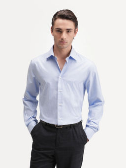 Rare Rabbit - Men's Ulan Blue Polyester Blend Checked Shirt
