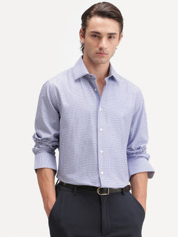 Rare Rabbit - Men's Ulan Primary Navy Polyester Blend Checked Shirt