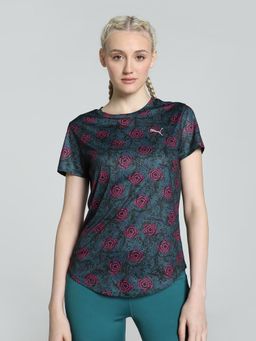 Puma - Winter Blooms Printed Training Womens Green T-Shirt