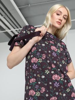 Puma - Classics Petalia Printed Relaxed Fit Womens Purple T-Shirt