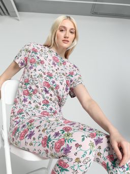 Puma - Classics Petalia Printed Relaxed Fit Womens Pink T-Shirt